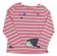 Růžovo-bílé pruhované triko s ježkem 