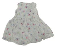 Bílé květinové plátěné šaty se všitým body Primark