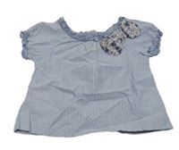 Modro-bílá pruhovaná halenka s mašlí Vertbaudet