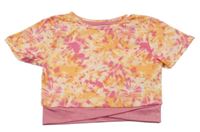 ORanžovo-růžové sportovní crop tričko 