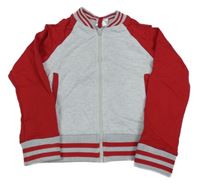 Šedo-červená crop propínací mikina 