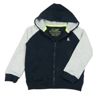 Tmavomodro-šedá propínací mikina s kapucí Primark