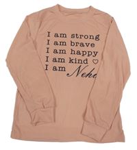 Světlerůžové triko s nápisem 