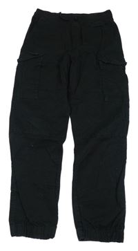 Černé plátěné cargo kalhoty s kapsami H&M