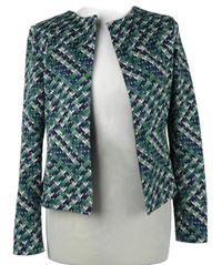 Dámský tmavomodro-zeleno-bílý vzorovaný sakový cardigan Tom Tailo