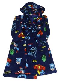 Tmavomodrý chlupatý župan s kapucí - Avenger M&S