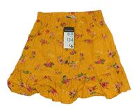 Oranžová květovaná sukně Primark 
