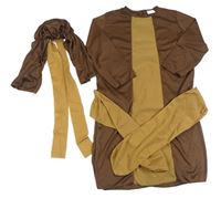 Kostým - 3set - Hnědý plášť + pásek + čepice - Beduín 