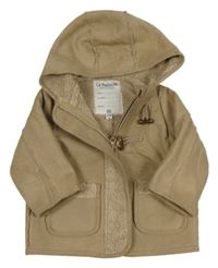 Béžová semišová zateplená bunda s kapucí 