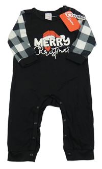 Nové - Černo-kostkovaný overal s nápisem 