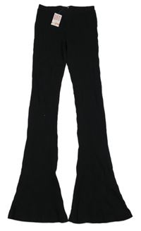 Nové - Černé žebrované flare kalhoty Matalan