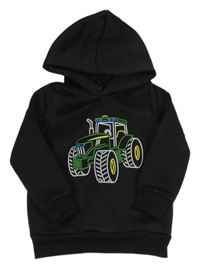 Černá mikina s bagrem a kapucí 