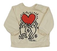 Světlebéžoá mikina se srdce H&M