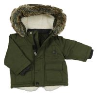 Khaki šusťáková zimní bunda s kapucí Primark