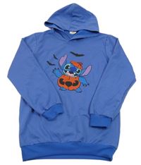 Modrofialová dlouhá mikina se Stitchem a kapucí 