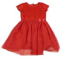 Červené plyšové šaty s tylovou sukní Dopodopo