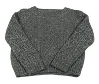 Tmavošedý melírovaný svetr 