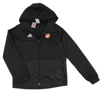 Černá šusťáková fotbalová bunda s kapucí Adidas