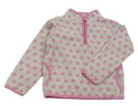 Šedo-růžová puntíkatá fleecová mikina Yd.