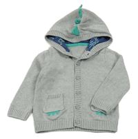 Šedý melírovaný propínací svetr s kapucí s ostny Mothercare
