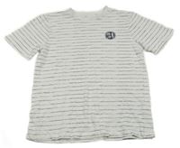 Bílo-černé pruhované tričko s palmou Yigga