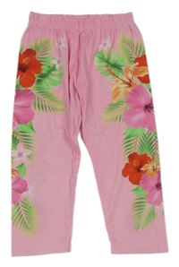 Růžové capri legíny s květy