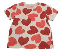 Pudrové tričko se srdíčky Primark