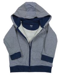 Tmavomodro-bílá pruhovaná propínací mikina s kapucí M&S