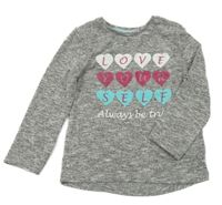 Šedé melírované úpletové triko s nápisem Pep&Co