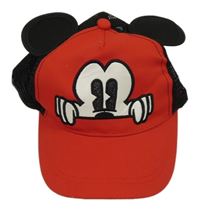 Červeno-černá kšiltovka s Mickey Mousem 