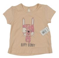 Nové - Světlerůžové tričko se zajícem Matalan