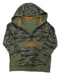 Khaki-černá army mikina s kapsou a kapucí F&F
