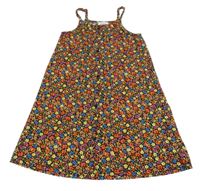 Černo-barevné květované šaty s knoflíky Primark
