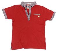 Červeno-kostkované polo tričko s kapsou Jasper Conran 