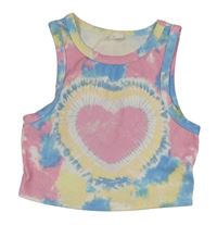 Barevný batikovaný crop top se srdíčkem Shein