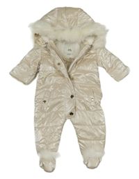 Smetanová šusťáková zimní kombinéza s kapucí River Island