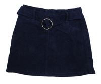 Tmavomodrá manšestrová sukně s páskem Denim Co. 