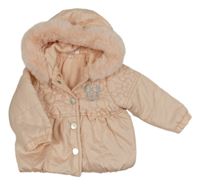 Broskvová šusťáková zimní parka s Minnií a kapucí Disney