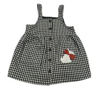 Tmavomodro-bílé kostkované vlněné šaty s pejskem Next 