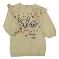Smetanové svetrové šaty s Bambim a Thumperem Primark