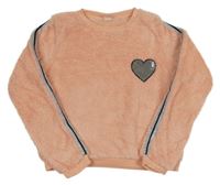 Světlerůžová chlupatá mikina se srdíčkem z flitrů Y.F.K. 