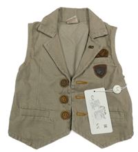 Nové - Béžová riflová vesta s erbem 