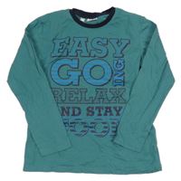 Petrolejové triko s nápisem Bonprix 