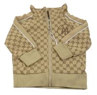 Nové - Béžová propínací mikina se vzorem a rolákem 