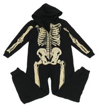 Černá tepláková kombinéza s kostlicem a kapucí Rebel