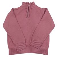 Růžový svetr s rolákem Vertbaudet