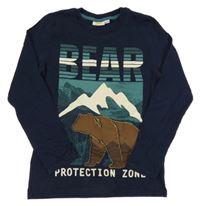 Tmavomodré triko s medvědem Kids