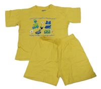 2set - Žluté tričko s obrázky + bavlněné kraťasy Pilou