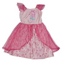 Světlerůžovo/růžová noční košile s Pepinou a síťovinou 