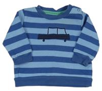 Modro-světlemodrý pruhovaný svetr s autem M&S